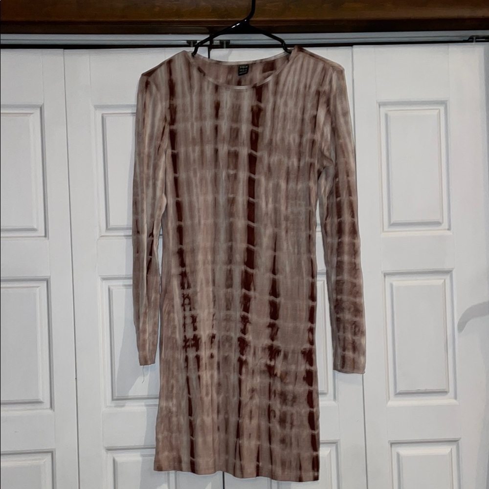 SHEIN Tan and Brown Tie-Dye Bodycon Dress